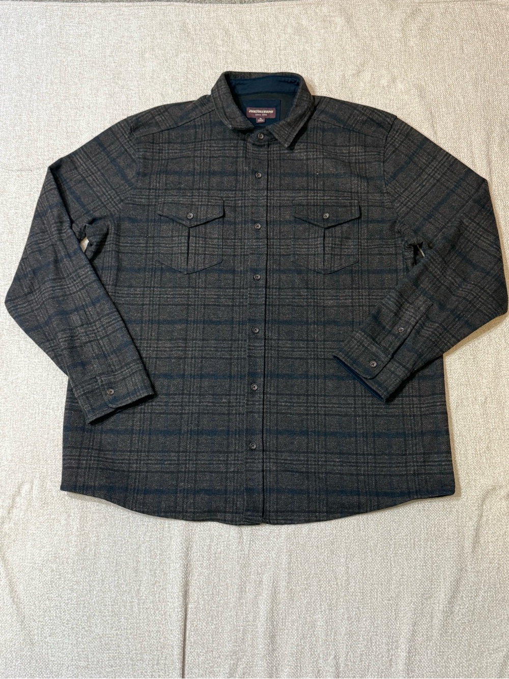 Johnston & Murphy XL Plaid Shacket Shirt Jacket Dark Academia Workwear